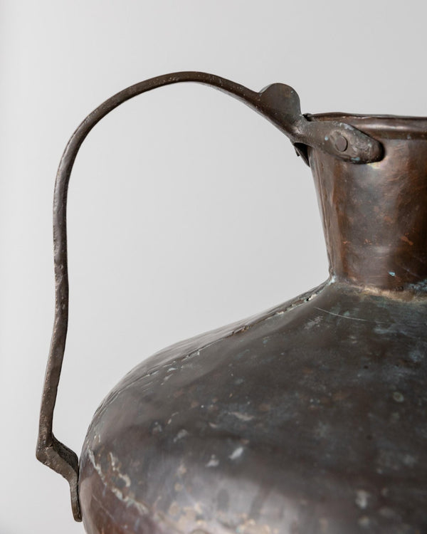 Large Antique Copper and Bronze Jug - Rare Hand - Hammered Vessel - Italy circa 1700 - Decorative Retro Flower Vase, Elegant Unique Gift Idea_Bottega Jacobs