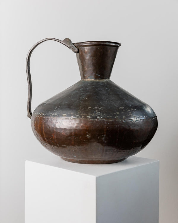 Large Antique Copper and Bronze Jug - Rare Hand - Hammered Vessel - Italy circa 1700 - Decorative Retro Flower Vase, Elegant Unique Gift Idea_Bottega Jacobs