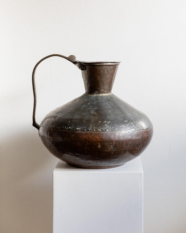 Large Antique Copper and Bronze Jug - Rare Hand - Hammered Vessel - Italy circa 1700 - Decorative Retro Flower Vase, Elegant Unique Gift Idea_Bottega Jacobs