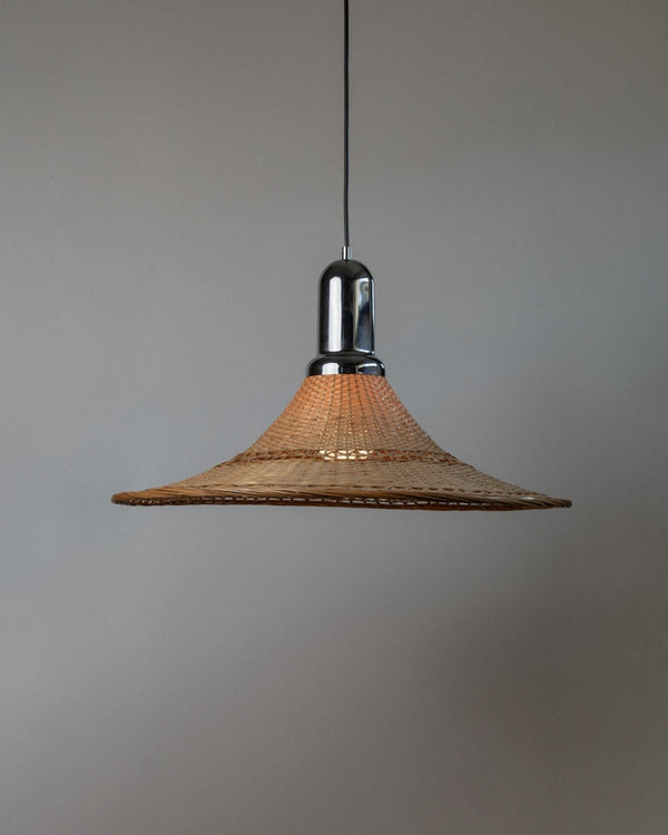 Large Vintage Basket Lamp with Chrome - Kitchen and Dining Room Light - Space Age, Mid Century Design Italy 1970s - Warm Light, Gift Idea_Bottega Jacobs