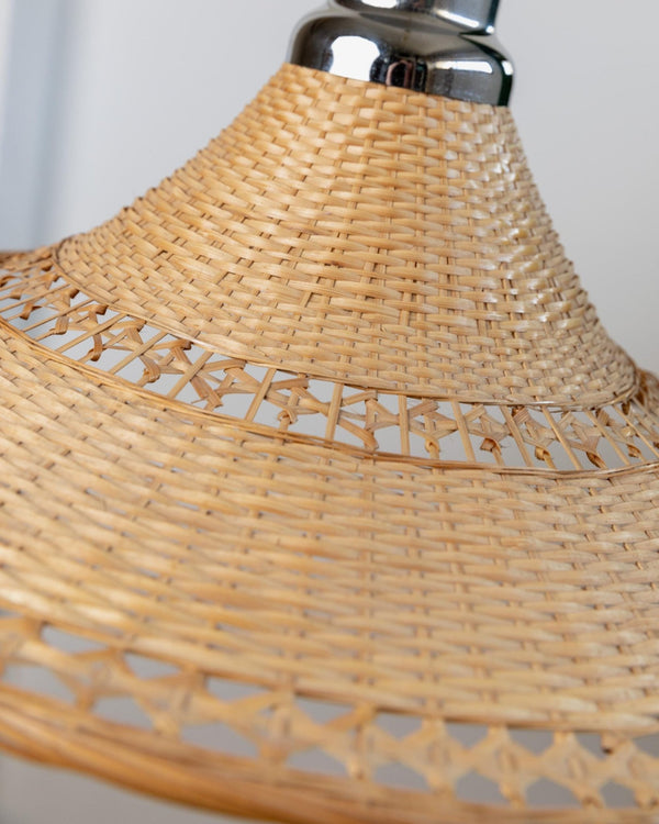 Large Vintage Basket Lamp with Chrome - Kitchen and Dining Room Light - Space Age, Mid Century Design Italy 1970s - Warm Light, Gift Idea_Bottega Jacobs