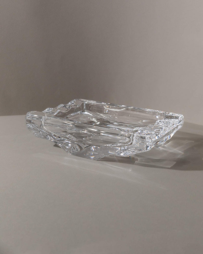 Large Vintage Crystal Glass Ashtray - by Sevres France - Structured Glass in Timeless Design France 1970s - Table Decor, Elegant Gift Idea_Bottega Jacobs