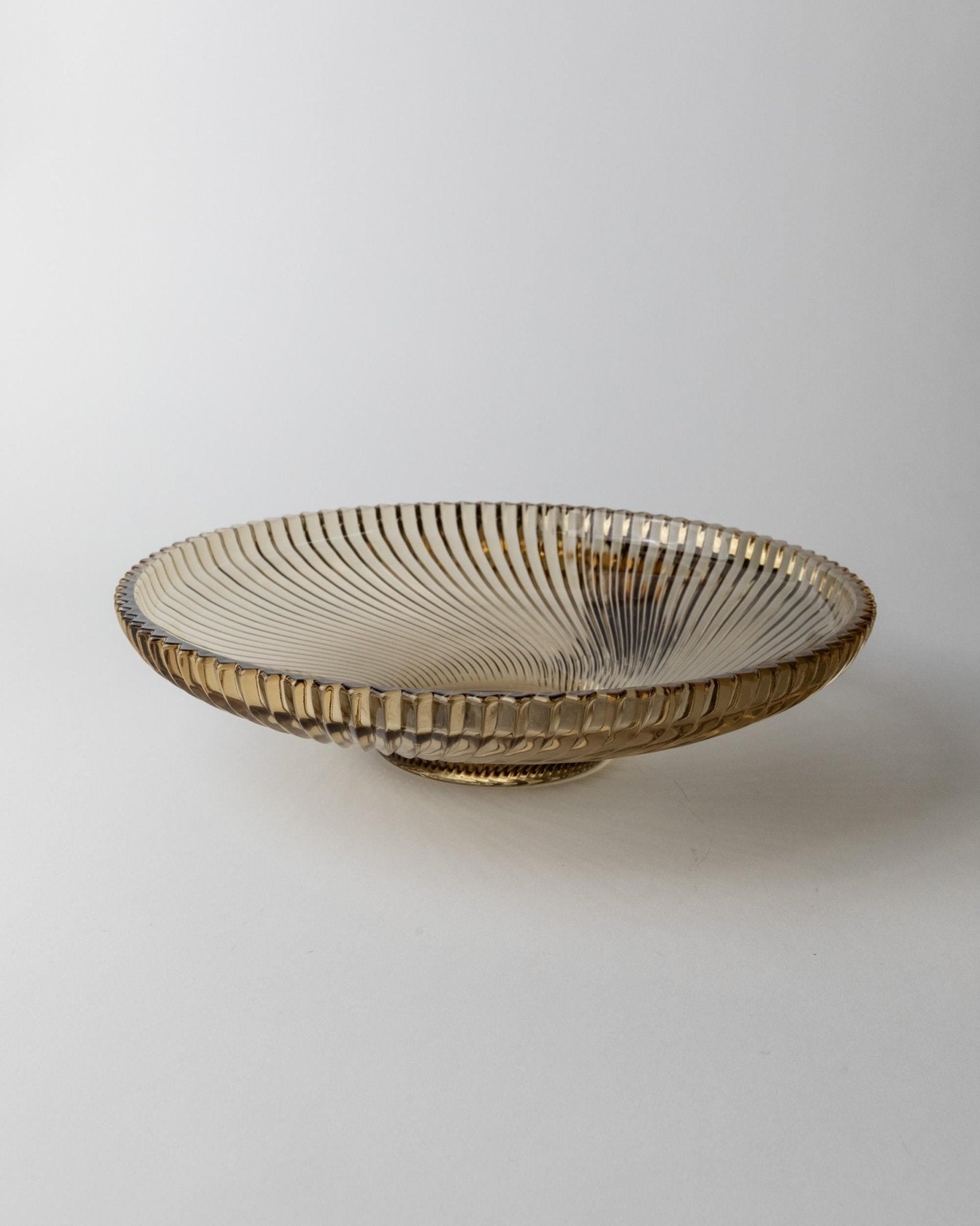 Large Vintage Glass Bowl - Smoked Glass with Swirled Stripe Structure, Amber Colour - Design 1970s - Table Decoration, Gift Idea, Fruit Bowl_Bottega Jacobs