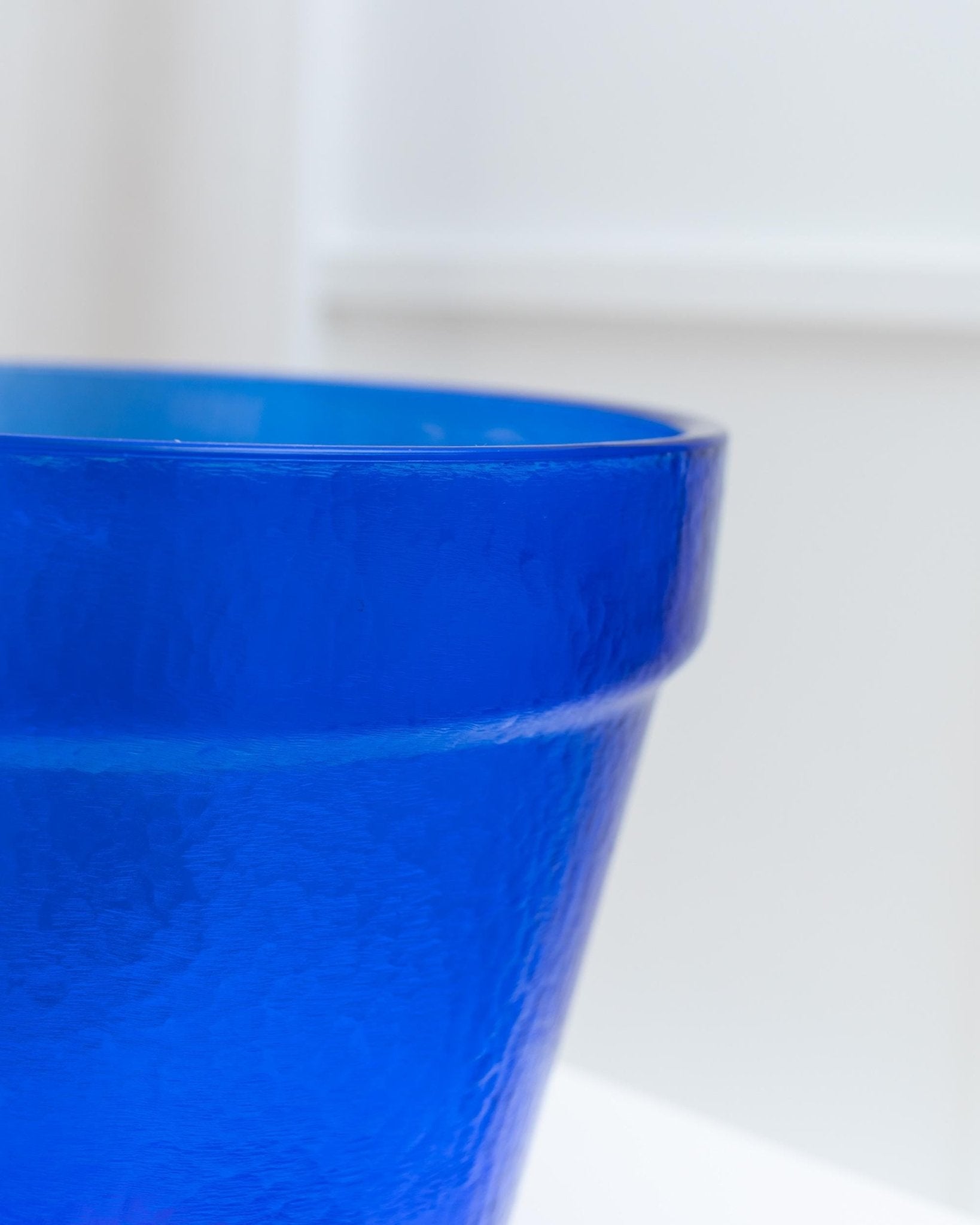 large glass plant pots Large Vintage Glass Flower Pot - Bold Blue Glass with structure - Mid Century Design Italy 1970s