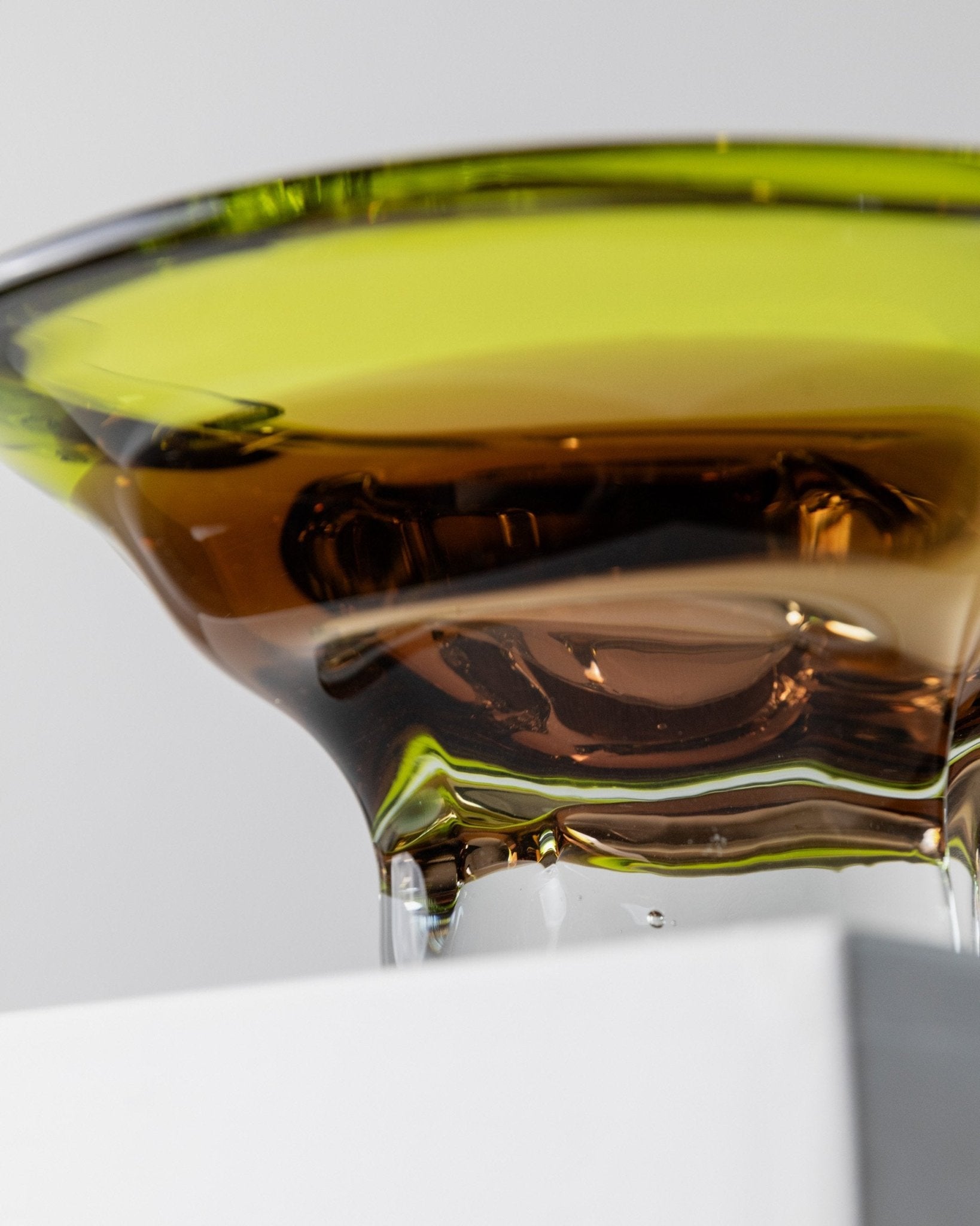 Large vintage Murano glass bowl - green and brown - elegant mid - century design Italy 1970s - decorative glass art colourful, gift idea - Bottega Jacobs