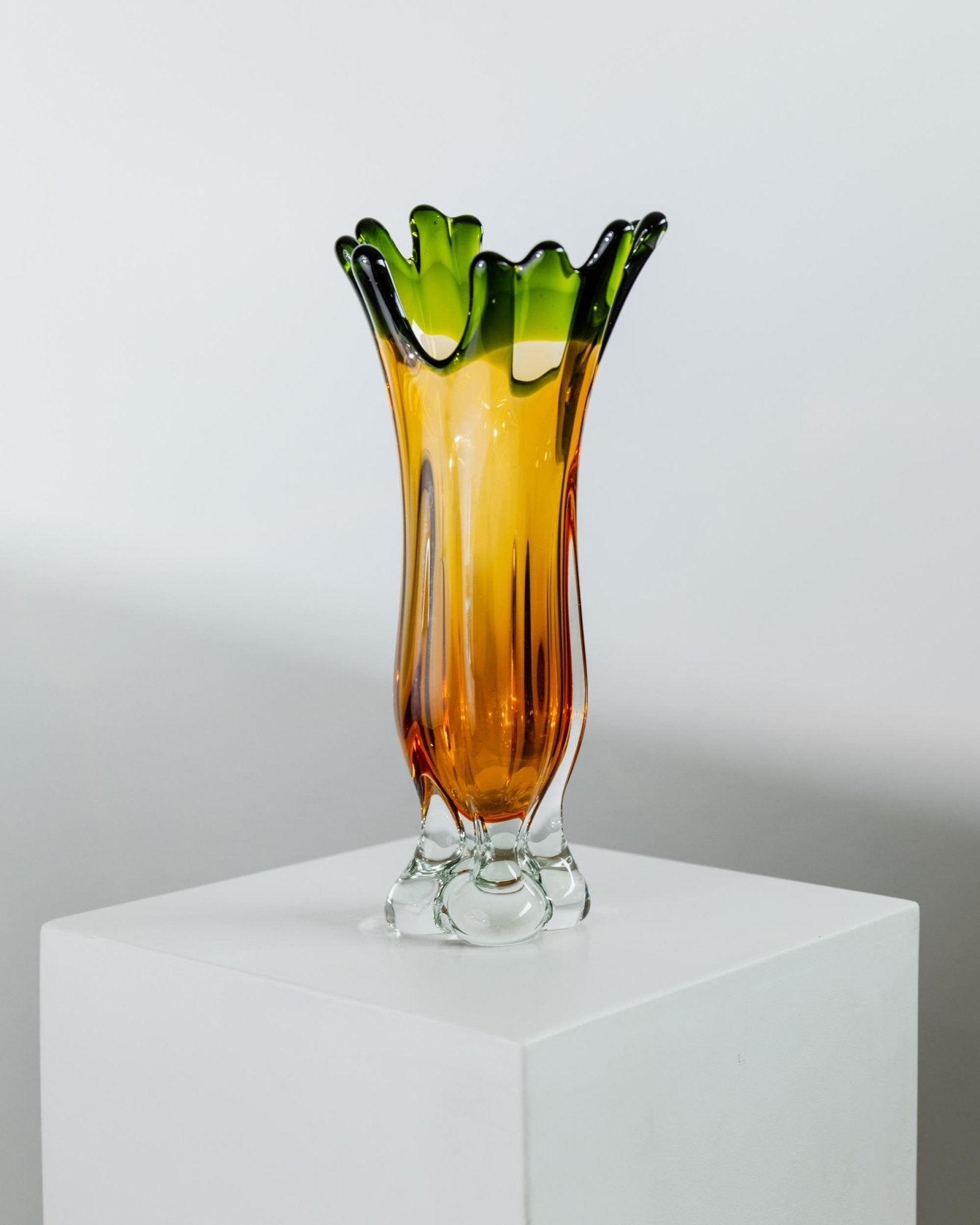 Large Vintage Murano Glass Pineapple Vase - by Fratelli Toso - colorful Glass Art Italy 1960s - bold Decoration, Gift Idea noble_Bottega Jacobs