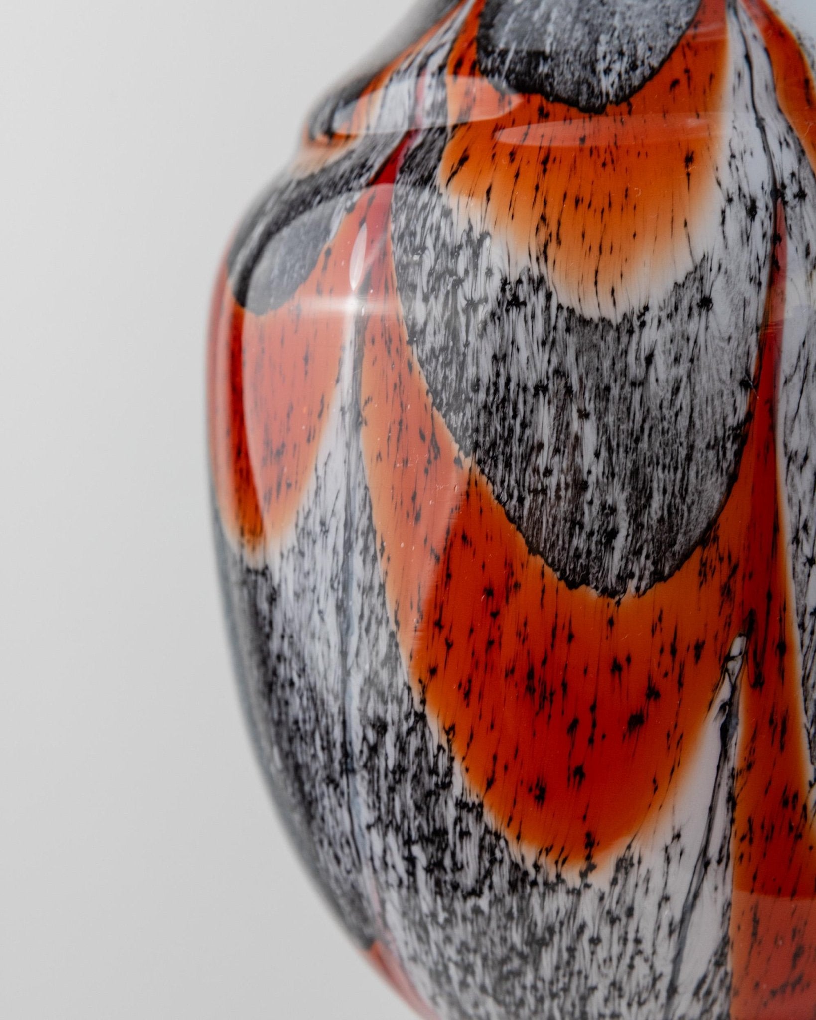 Large Vintage Murano Glass Vase by Carlo Moretti - Orange, white and black  - Retro Design Italy 70s -