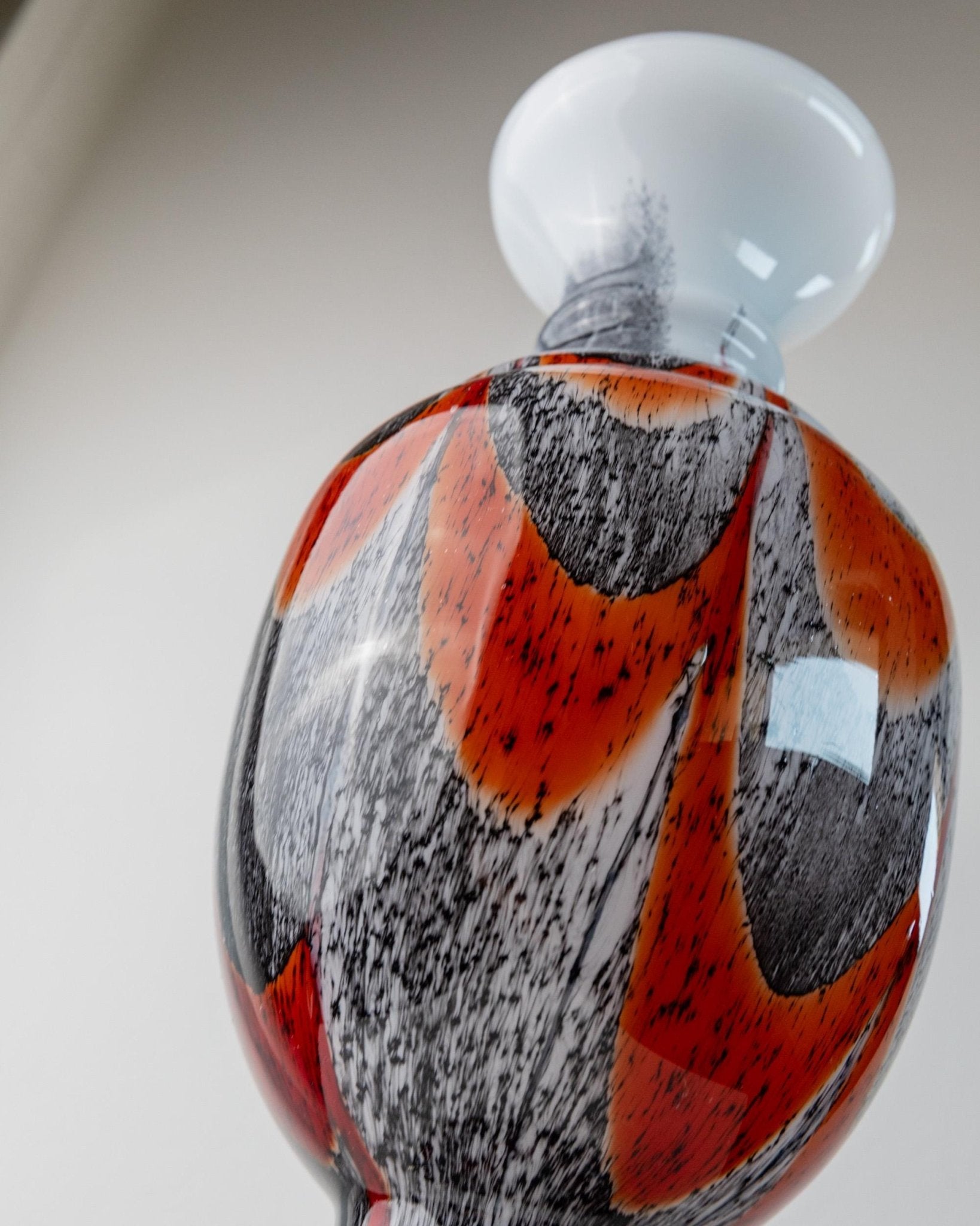 Large Vintage Murano Glass Vase by Carlo Moretti - Orange, white and black  - Retro Design Italy 70s -