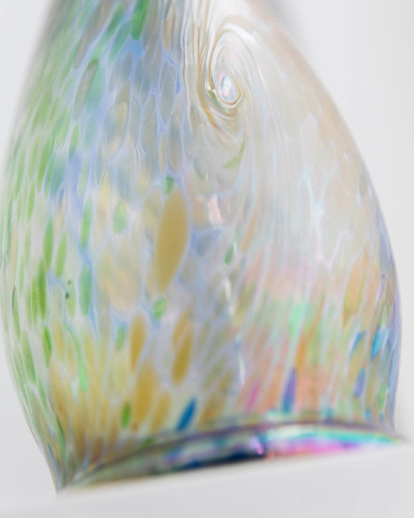 Large Vintage Murano Glass Vase - multicolored iridescent speckled Glass, pastel colored Glass Art Italy 1970s - table decoration, gift idea_Bottega Jacobs