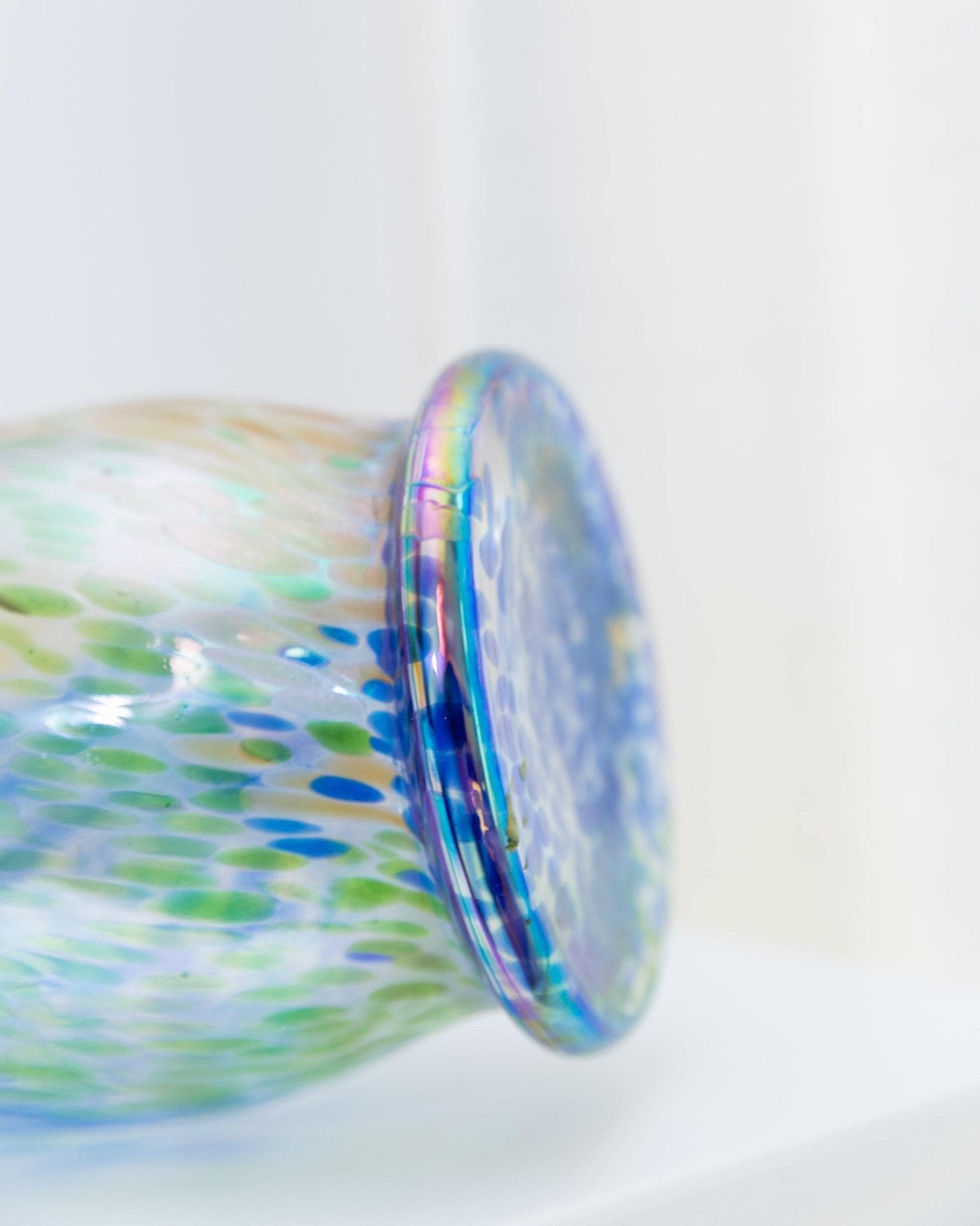 Large Vintage Murano Glass Vase - multicolored iridescent speckled Glass, pastel colored Glass Art Italy 1970s - table decoration, gift idea_Bottega Jacobs