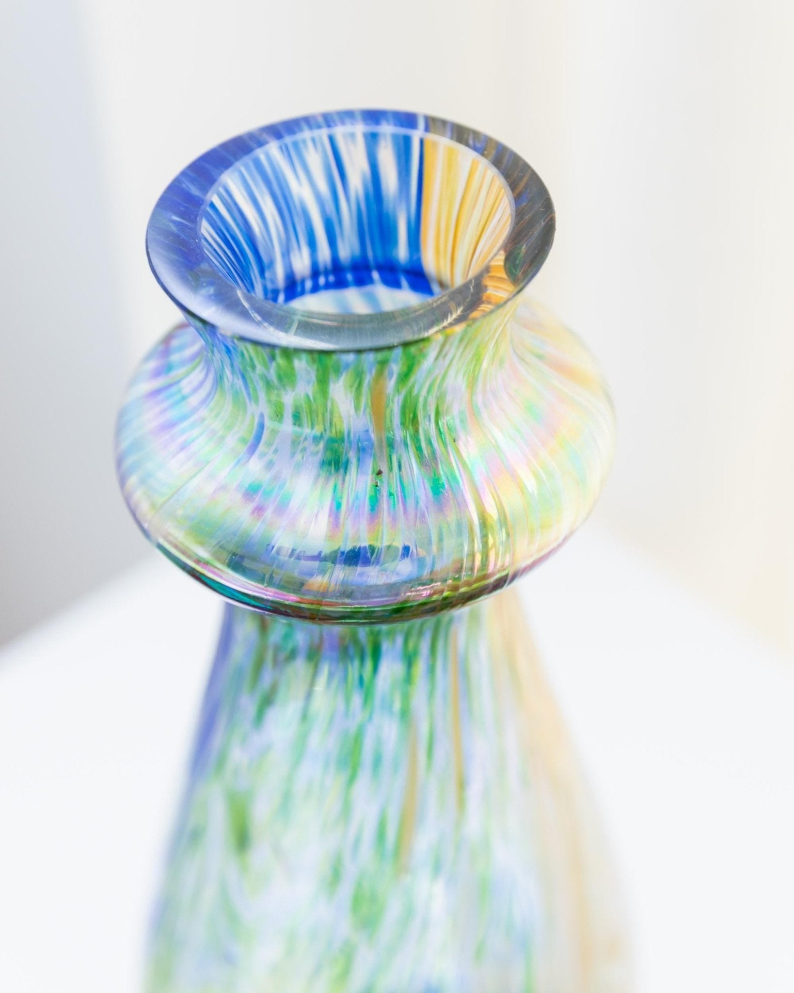 Large Vintage Murano Glass Vase - multicolored iridescent speckled Glass, pastel colored Glass Art Italy 1970s - table decoration, gift idea_Bottega Jacobs