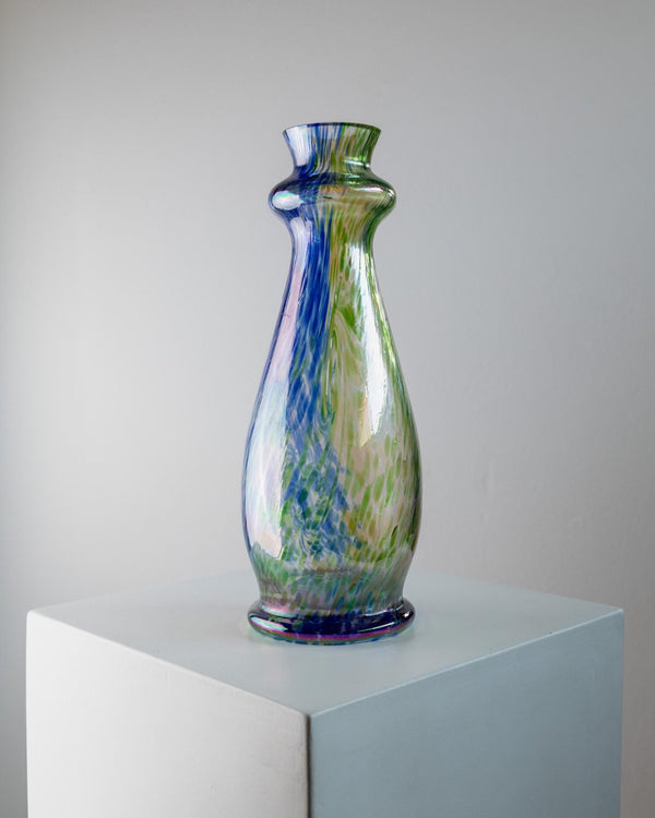 Large Vintage Murano Glass Vase - multicolored iridescent speckled Glass, pastel colored Glass Art Italy 1970s - table decoration, gift idea_Bottega Jacobs