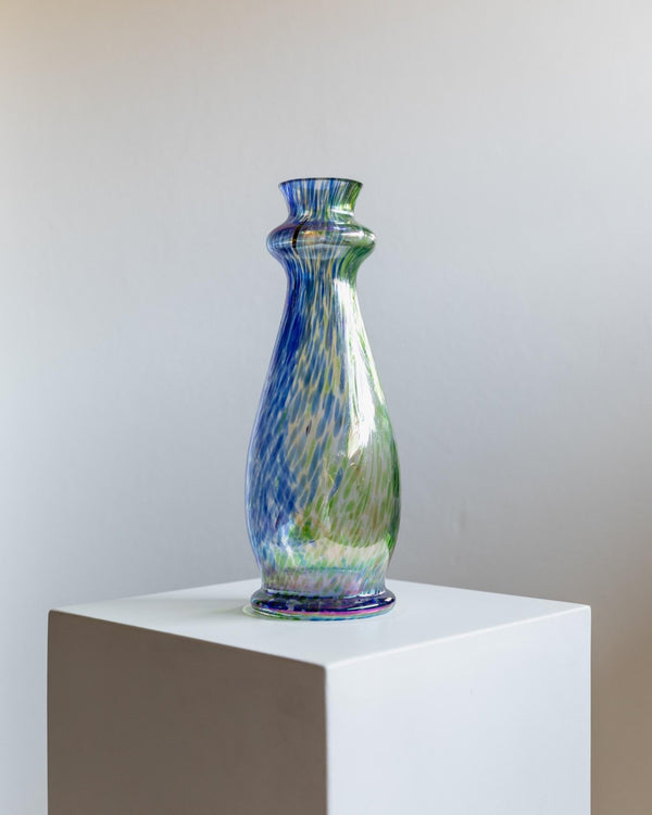 Large Vintage Murano Glass Vase - multicolored iridescent speckled Glass, pastel colored Glass Art Italy 1970s - table decoration, gift idea_Bottega Jacobs