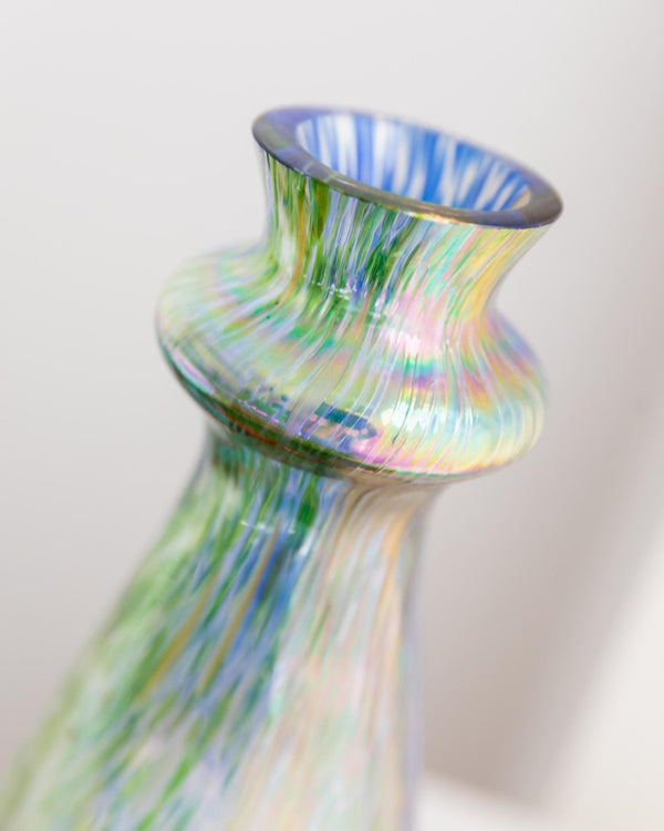 Large Vintage Murano Glass Vase - multicolored iridescent speckled Glass, pastel colored Glass Art Italy 1970s - table decoration, gift idea_Bottega Jacobs