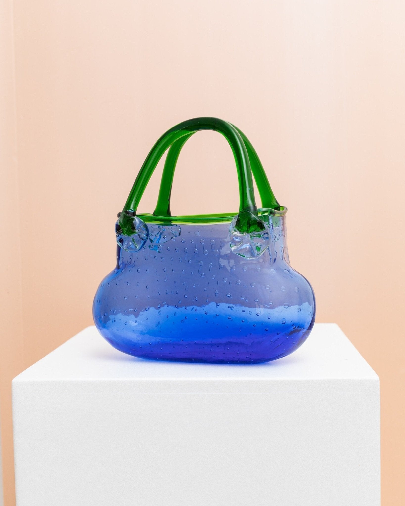 Murano glass Handbag - blue vase table decoration - Mid century vintage design - Italy 1970s - Bottega Jacobs