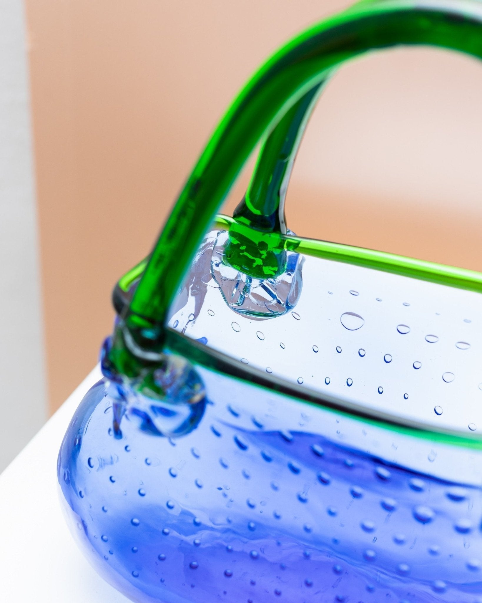 Murano glass Handbag - blue vase table decoration - Mid century vintage design - Italy 1970s - Bottega Jacobs