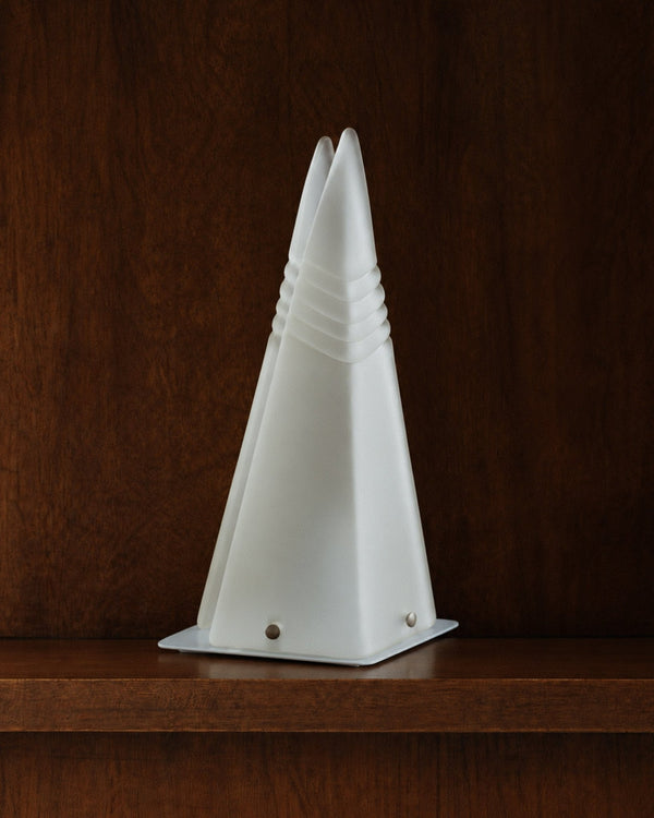 Murano pyramid table lamp in frosted glass - original Space Age Design - Made in Italy - 70s_Bottega Jacobs