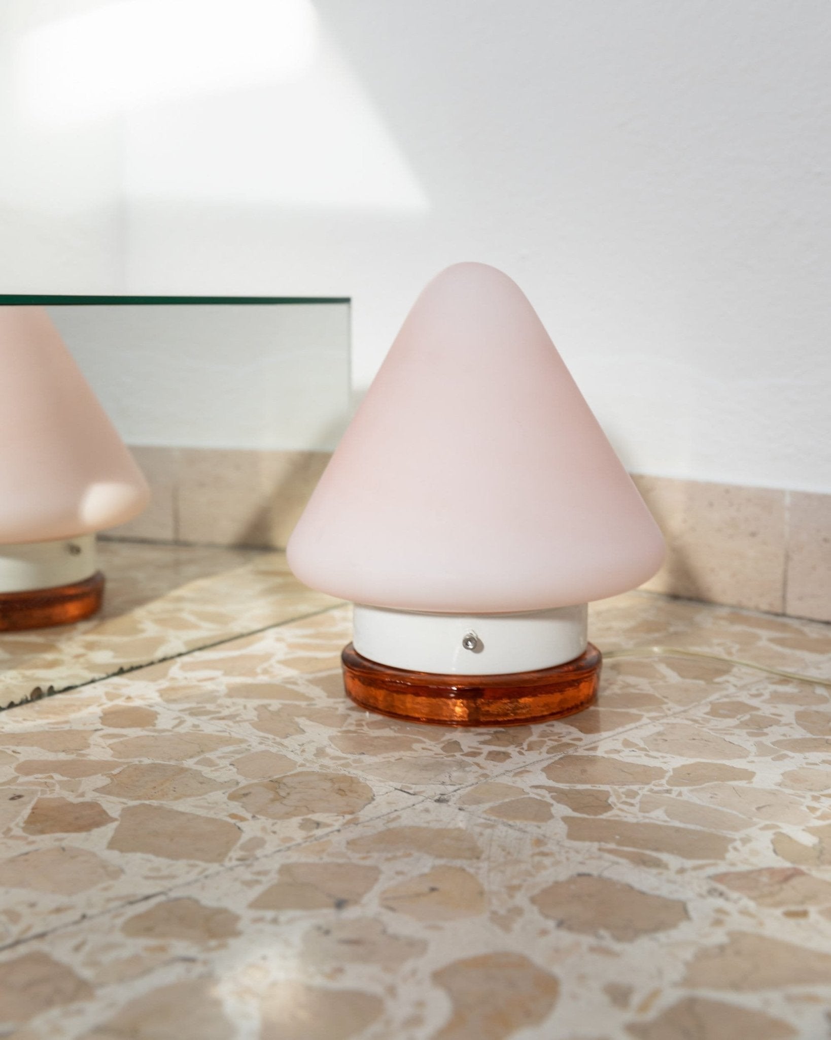 Murano table lamp - Orange Pink - Mushroom form - Vintage Space Age Design Italy - 1970s - Bottega Jacobs