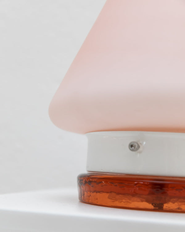 Murano table lamp - Orange Pink - Mushroom form - Vintage Space Age Design Italy - 1970s - Bottega Jacobs