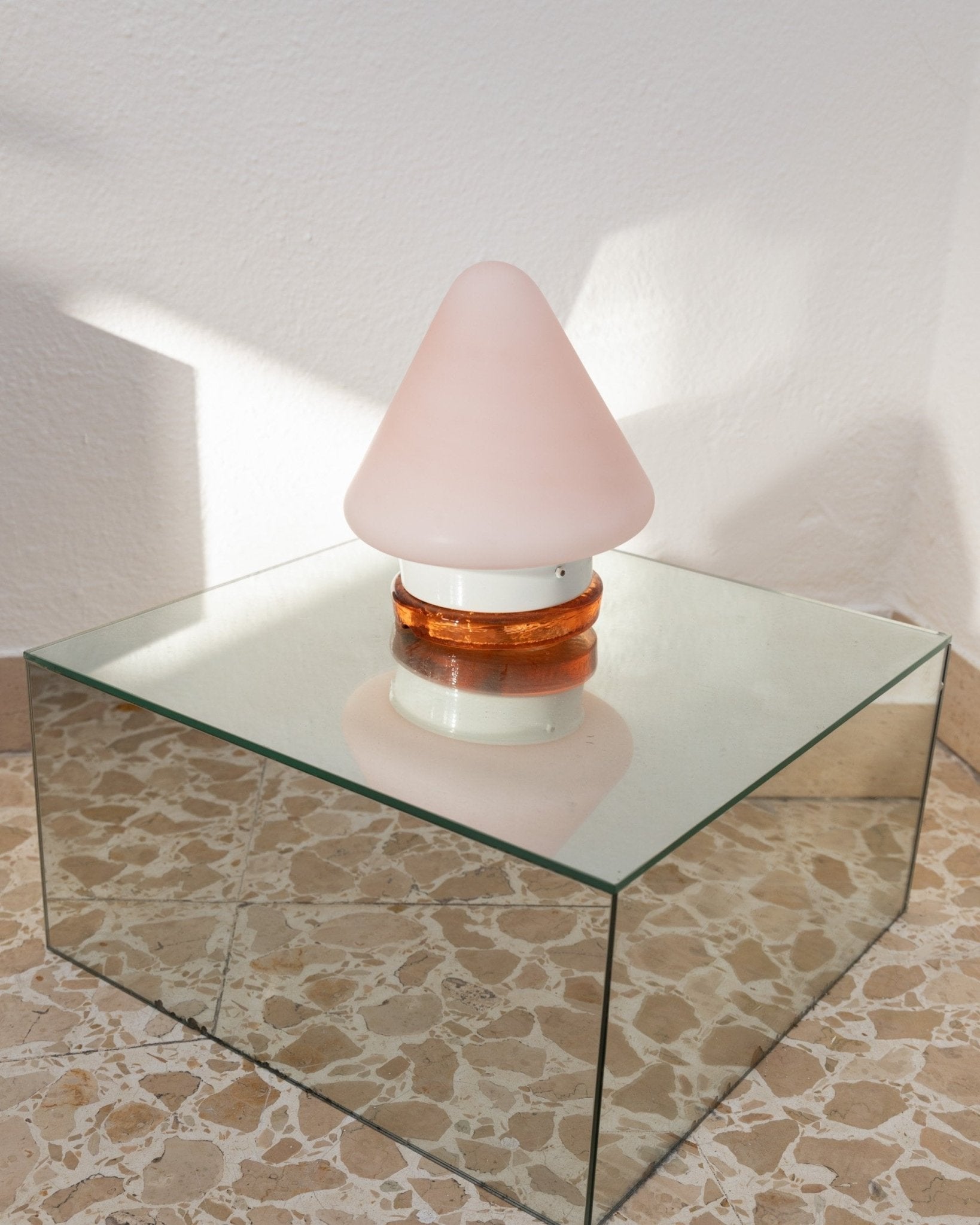 Murano table lamp - Orange Pink - Mushroom form - Vintage Space Age Design Italy - 1970s - Bottega Jacobs