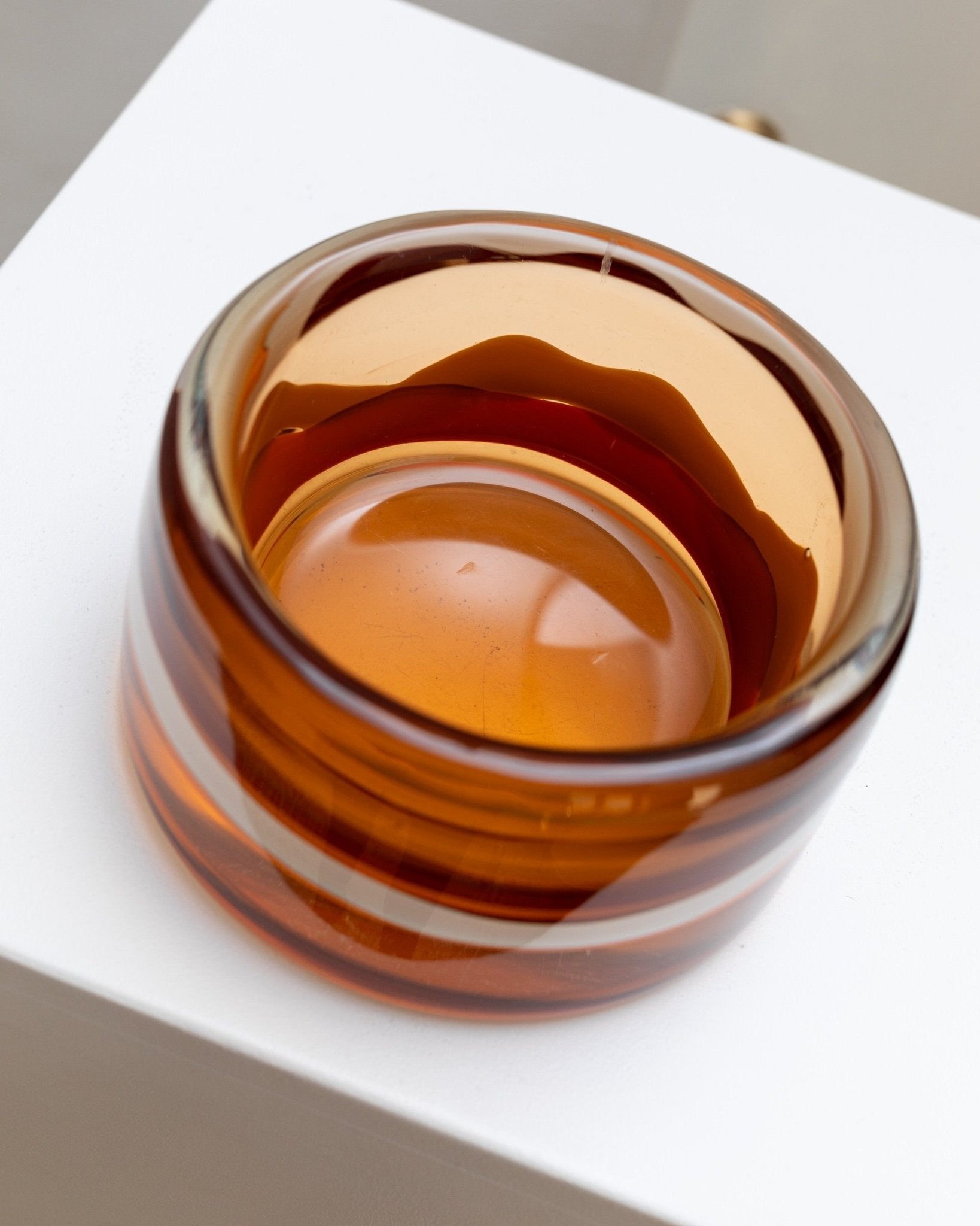 Orange vintage Skrdlovice glass design bowl - by Jaroslav Svoboda - Czech Republic 1970s - Bottega Jacobs