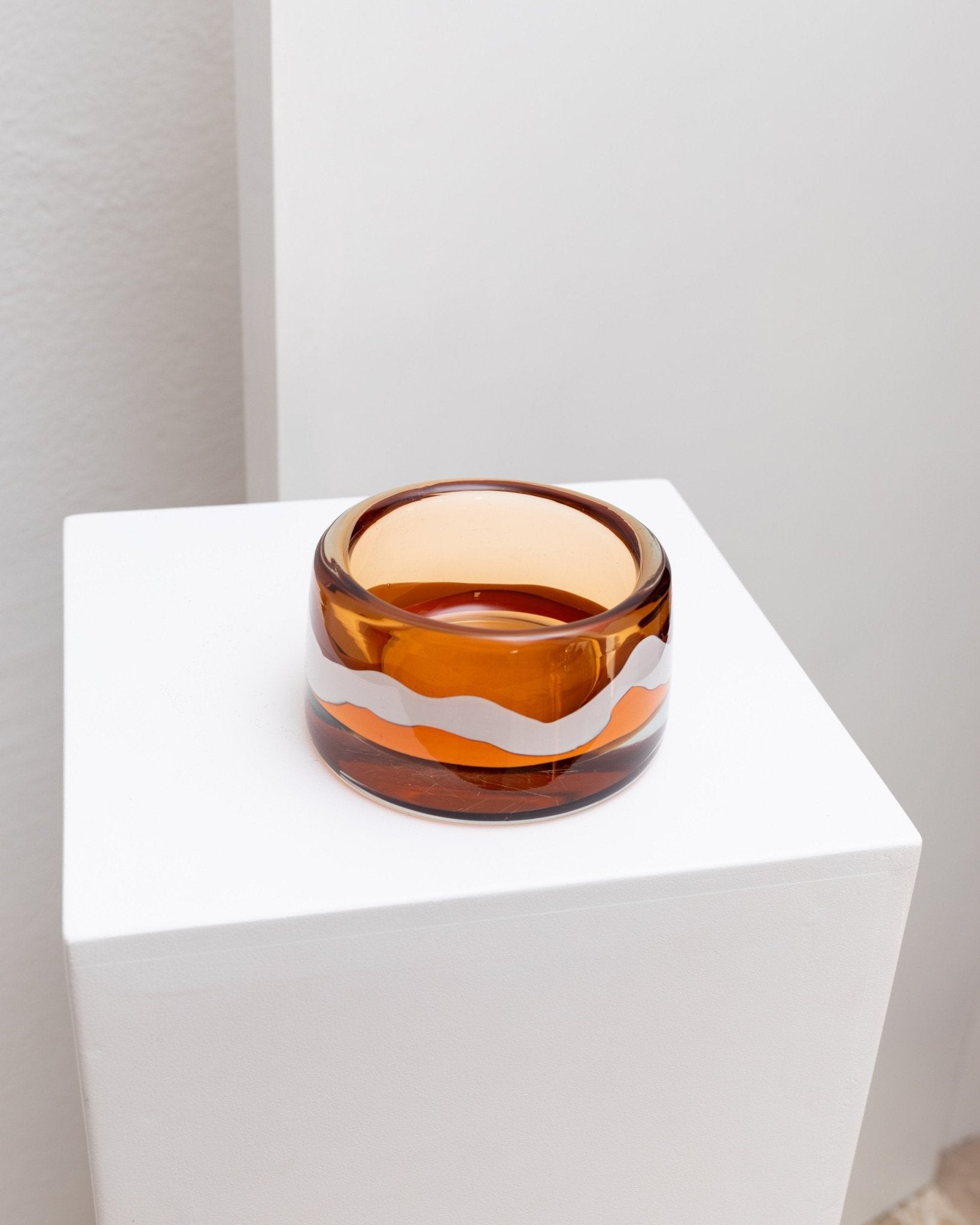 Orange vintage Skrdlovice glass design bowl - by Jaroslav Svoboda - Czech Republic 1970s - Bottega Jacobs