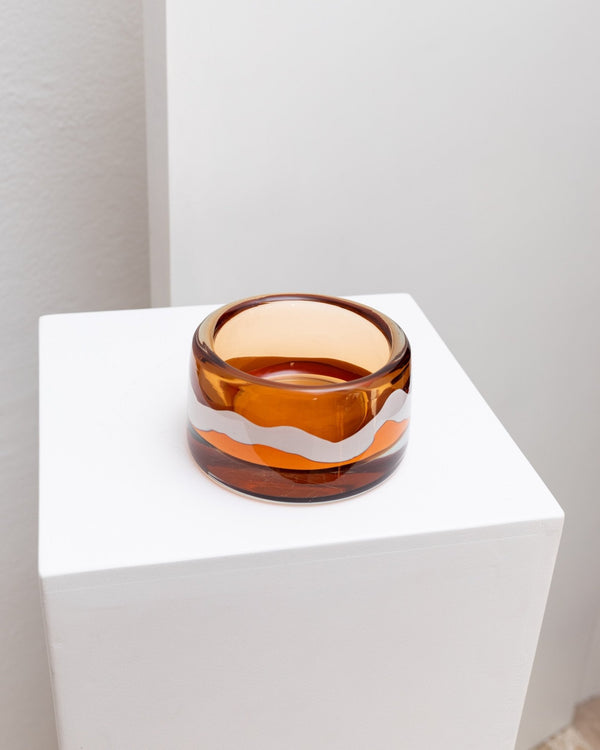 Orange vintage Skrdlovice glass design bowl - by Jaroslav Svoboda - Czech Republic 1970s - Bottega Jacobs