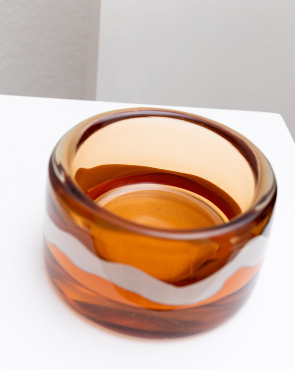Orange vintage Skrdlovice glass design bowl - by Jaroslav Svoboda - Czech Republic 1970s - Bottega Jacobs