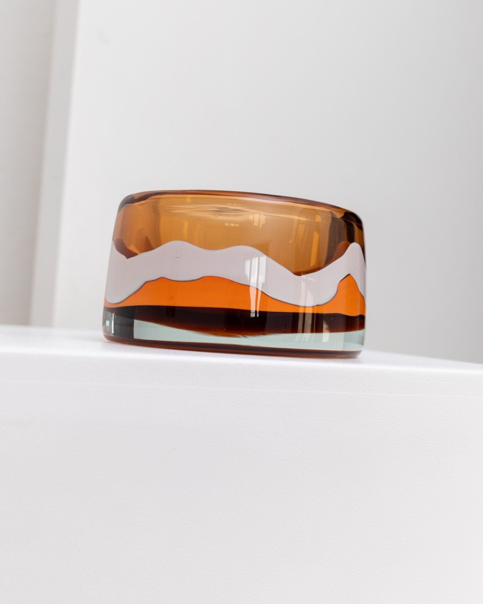 Orange vintage Skrdlovice glass design bowl - by Jaroslav Svoboda - Czech Republic 1970s - Bottega Jacobs