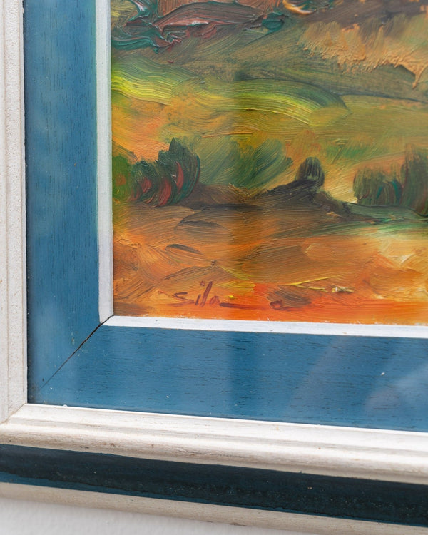 Original painting - oil painting with landscape motif in wooden frame - Italy 1960s - Bottega Jacobs