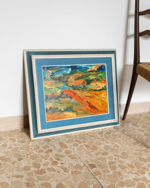 Original painting - oil painting with landscape motif in wooden frame - Italy 1960s - Bottega Jacobs