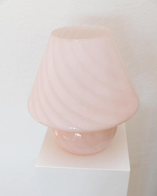Pink XXL Mushroom Swirl Desk Lamp - Murano Glass Vintage - Mid Century Design - 70s - Bottega Jacobs
