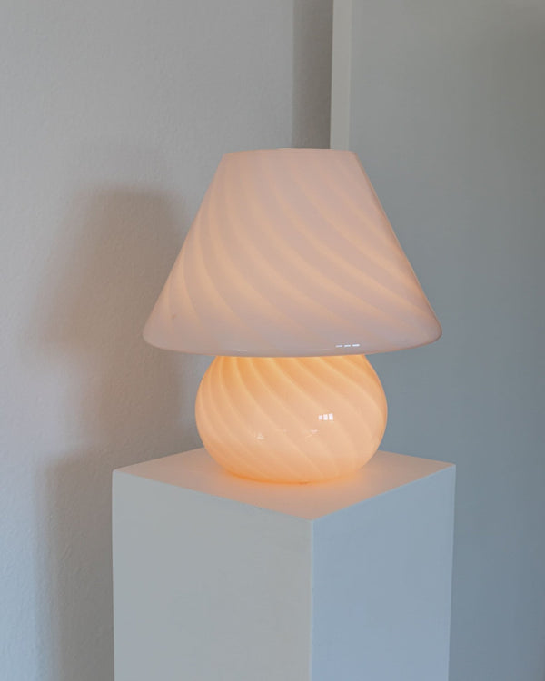 Pink XXL Mushroom Swirl Desk Lamp - Murano Glass Vintage - Mid Century Design - 70s - Bottega Jacobs