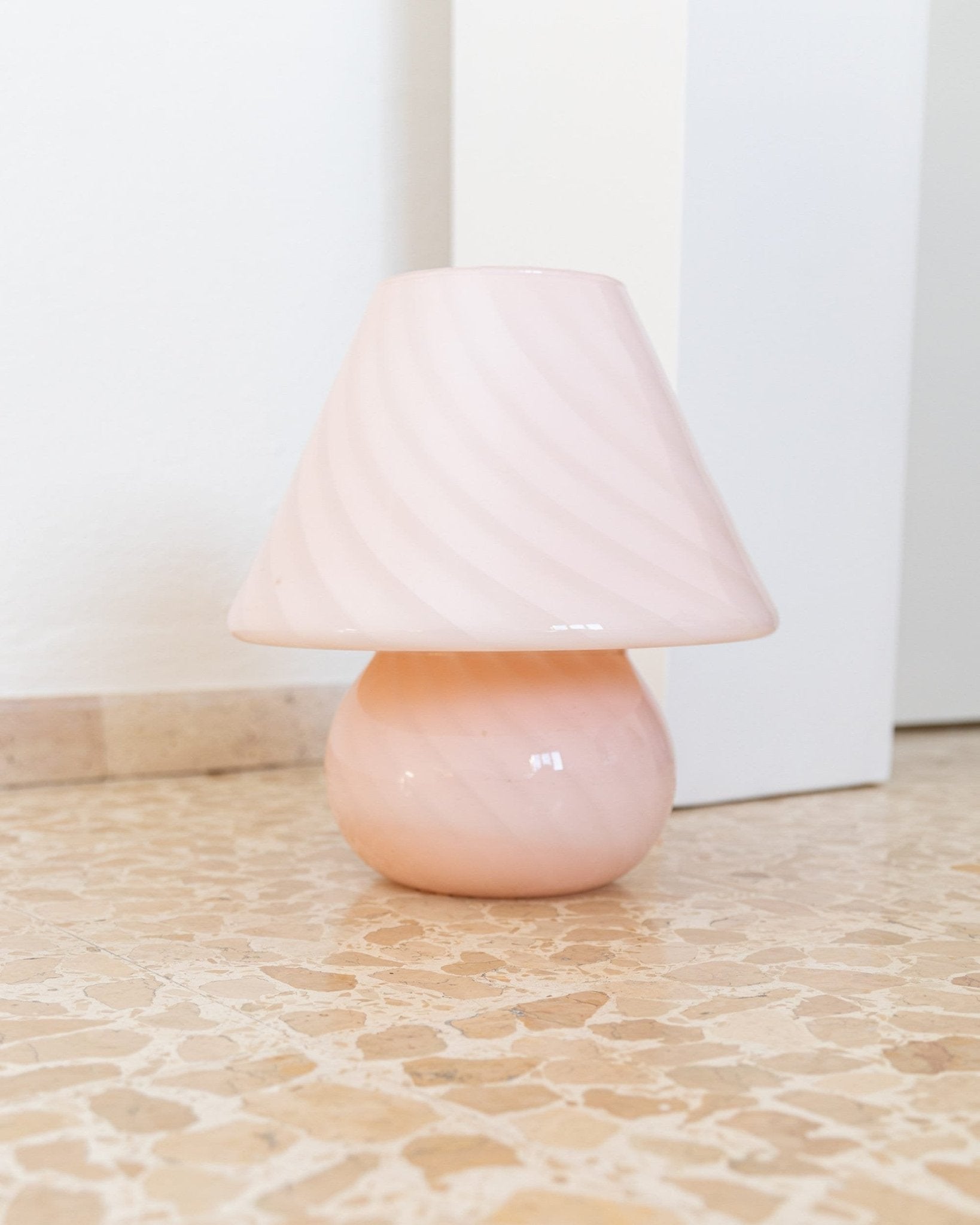Pink XXL Mushroom Swirl Desk Lamp - Murano Glass Vintage - Mid Century Design - 70s - Bottega Jacobs