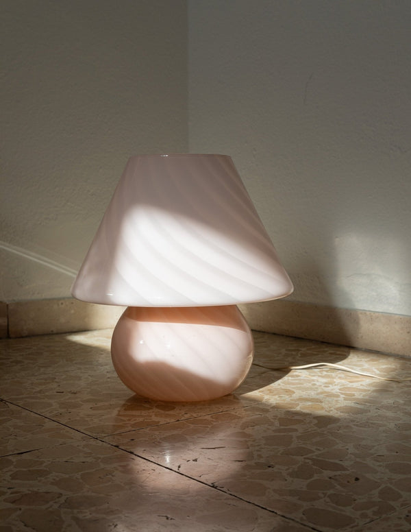 Pink XXL Mushroom Swirl Desk Lamp - Murano Glass Vintage - Mid Century Design - 70s - Bottega Jacobs