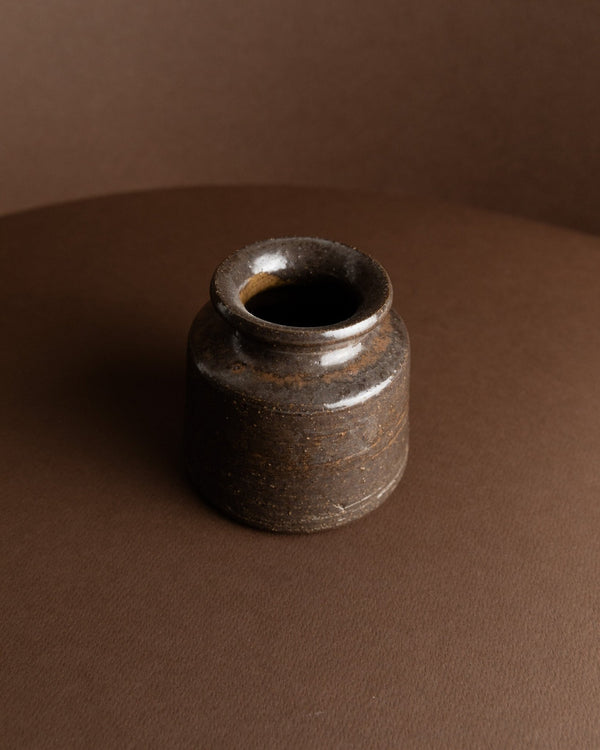 Rudi Stahl Studio ceramic vase - organic shape in dark brown - fireclay stoneware - Mid Century 1960s_Bottega Jacobs
