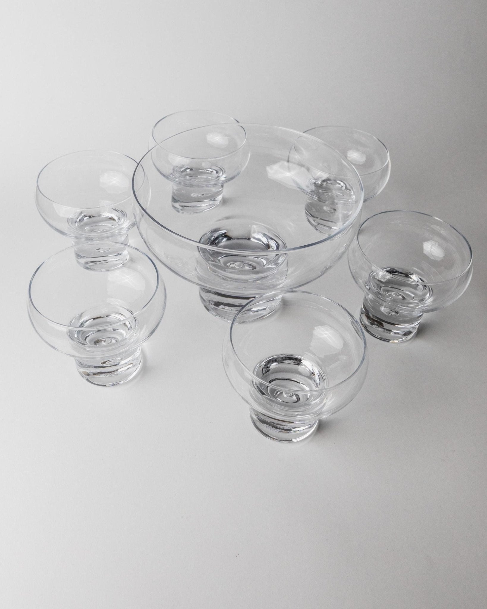 Set 6 Vintage Drinking Glasses and 1 Bowl - by Vicke Lindstrand for Kosta Boda Italy 1960s - Champagne Glasses, Dessert Bowls, Gift Idea_Bottega Jacobs
