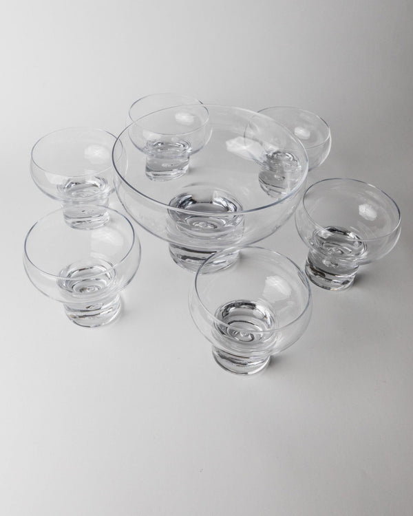 Set 6 Vintage Drinking Glasses and 1 Bowl - by Vicke Lindstrand for Kosta Boda Italy 1960s - Champagne Glasses, Dessert Bowls, Gift Idea_Bottega Jacobs