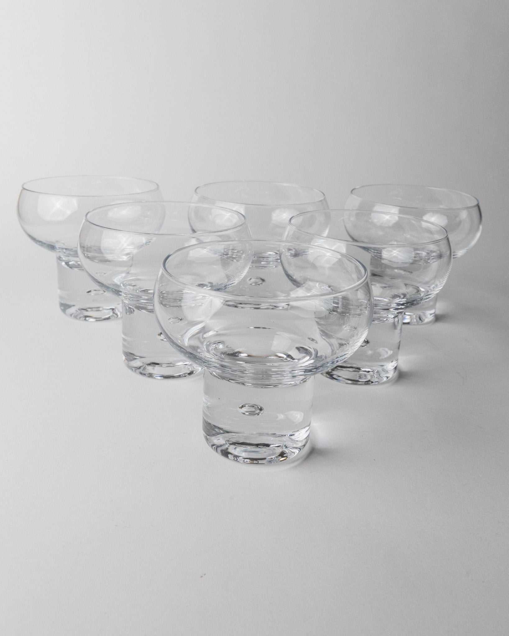 Set 6 Vintage Drinking Glasses and 1 Bowl - by Vicke Lindstrand for Kosta Boda Italy 1960s - Champagne Glasses, Dessert Bowls, Gift Idea_Bottega Jacobs