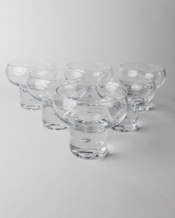 Set 6 Vintage Drinking Glasses and 1 Bowl - by Vicke Lindstrand for Kosta Boda Italy 1960s - Champagne Glasses, Dessert Bowls, Gift Idea_Bottega Jacobs
