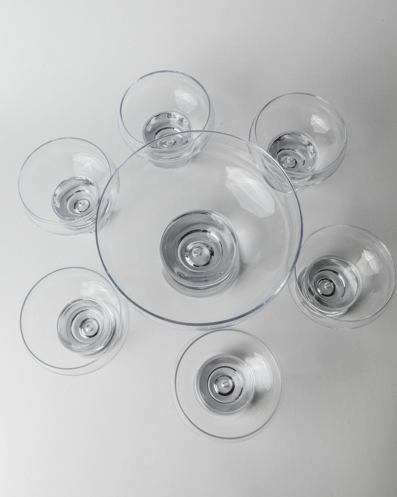 Set 6 Vintage Drinking Glasses and 1 Bowl - by Vicke Lindstrand for Kosta Boda Italy 1960s - Champagne Glasses, Dessert Bowls, Gift Idea_Bottega Jacobs