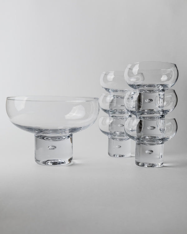 Set 6 Vintage Drinking Glasses and 1 Bowl - by Vicke Lindstrand for Kosta Boda Italy 1960s - Champagne Glasses, Dessert Bowls, Gift Idea_Bottega Jacobs