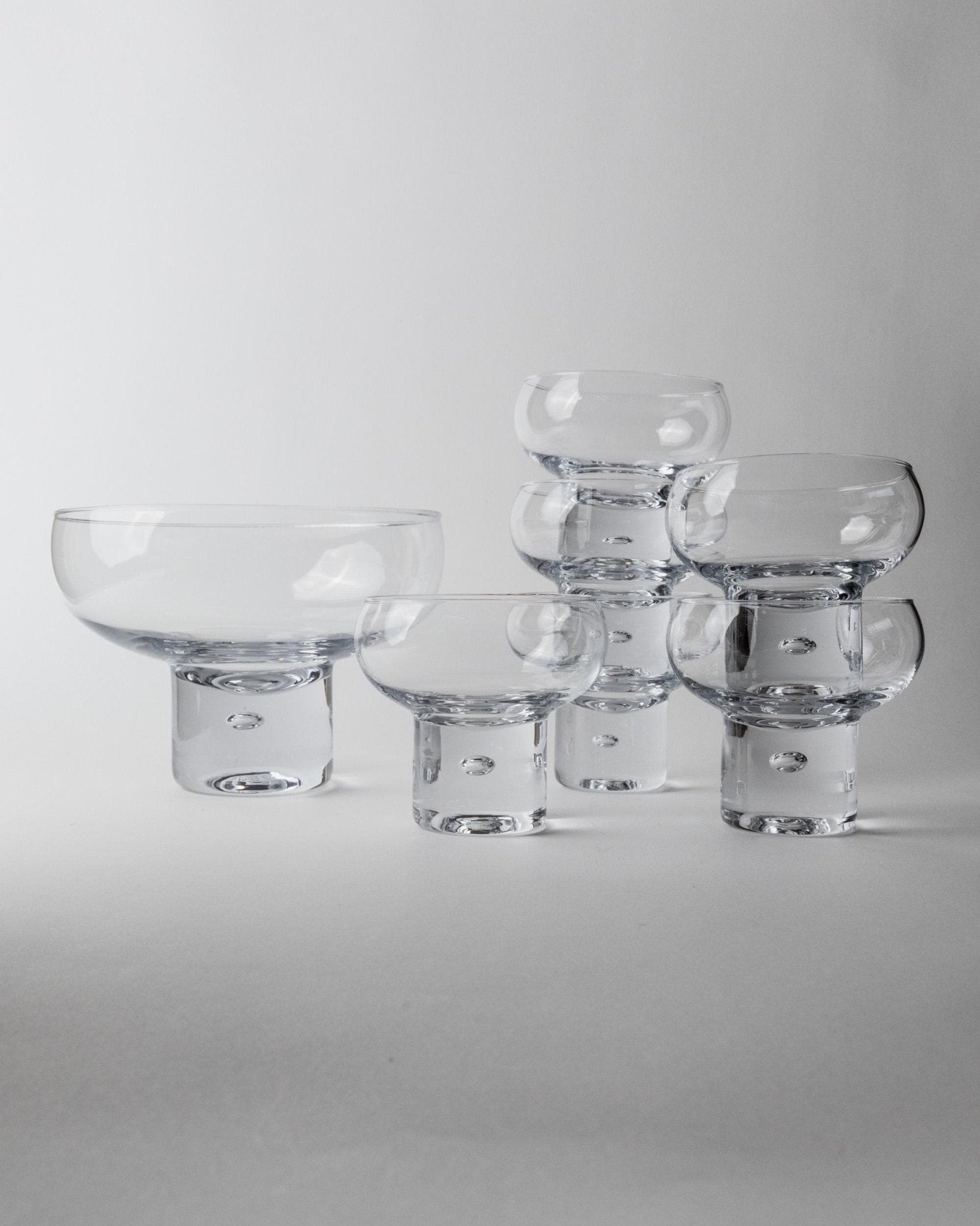 Set 6 Vintage Drinking Glasses and 1 Bowl - by Vicke Lindstrand for Kosta Boda Italy 1960s - Champagne Glasses, Dessert Bowls, Gift Idea_Bottega Jacobs