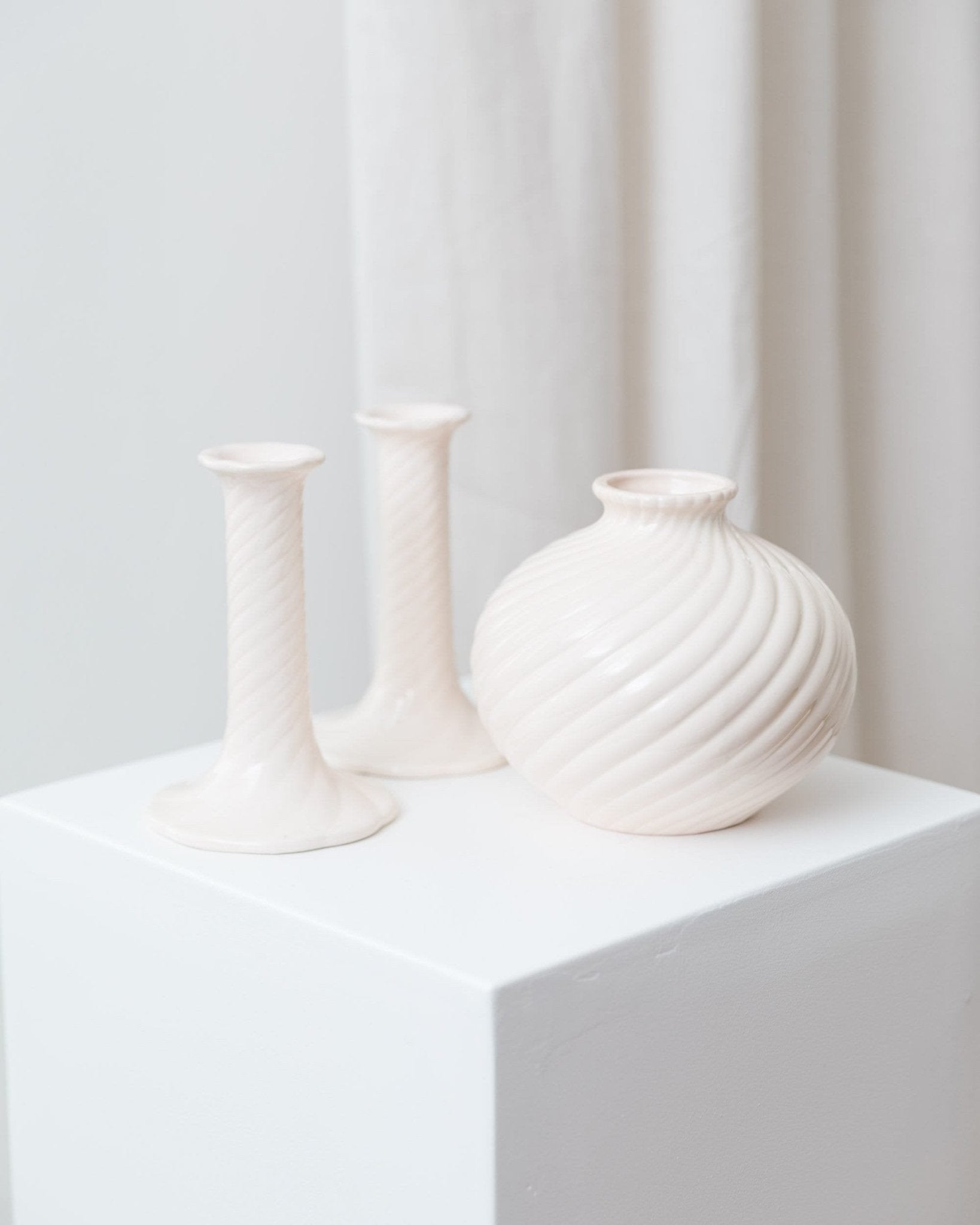 Set candleholders and vase - Mid century design ceramic - 1970s - Bottega Jacobs