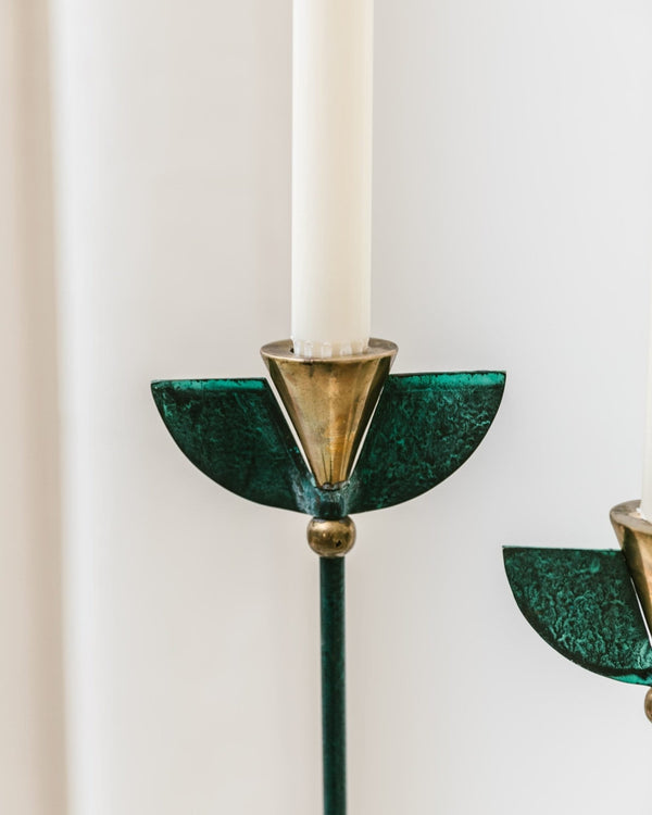 Set of 2 brass candle stands in the Hollywood Regency Style - 1980s - Bottega Jacobs