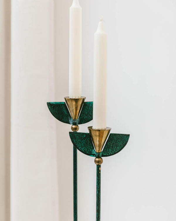 Set of 2 brass candle stands in the Hollywood Regency Style - 1980s - Bottega Jacobs