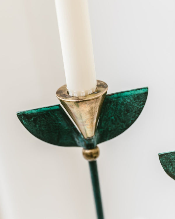 Set of 2 brass candle stands in the Hollywood Regency Style - 1980s - Bottega Jacobs