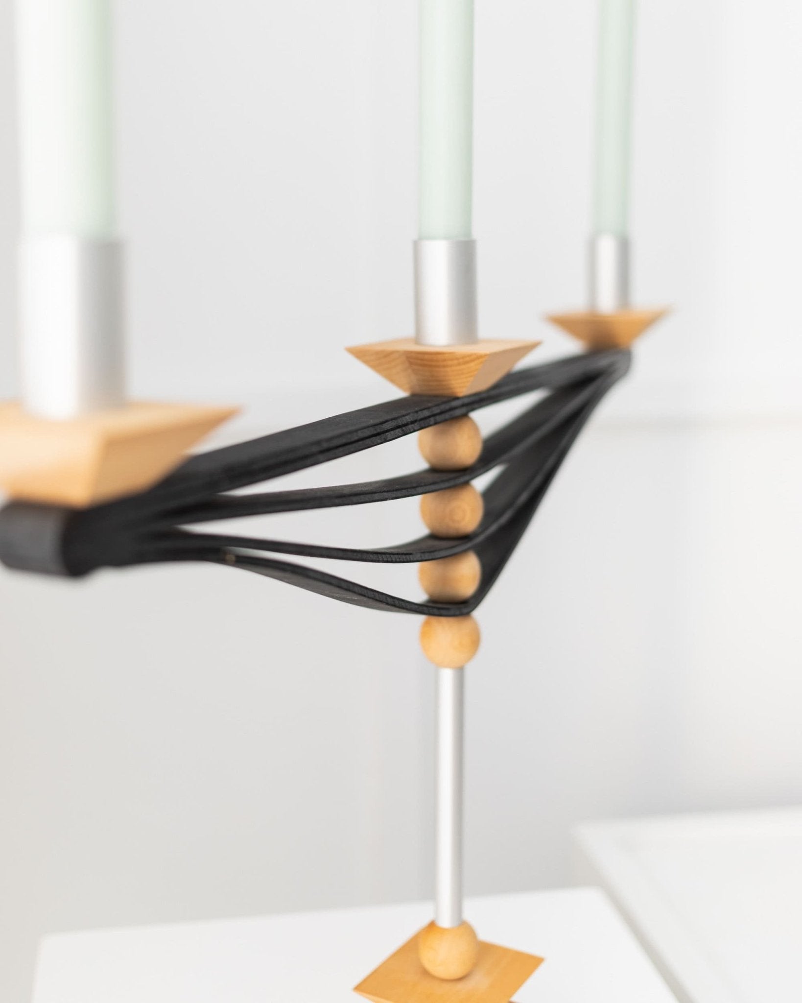 Set of 2 candle holders made of wood and aluminum - Prototypes - Made in Italy - 1970s - Bottega Jacobs