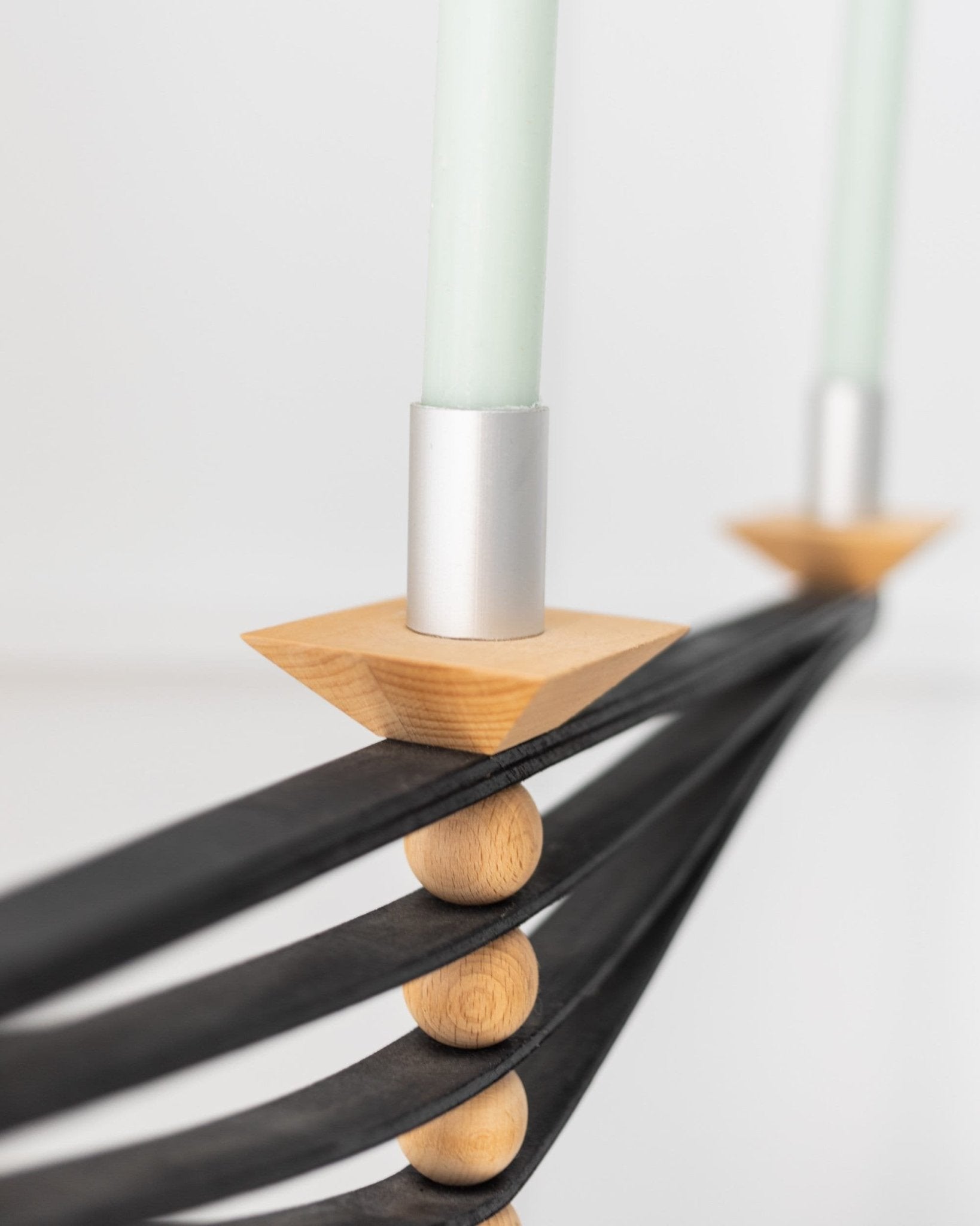 Set of 2 candle holders made of wood and aluminum - Prototypes - Made in Italy - 1970s - Bottega Jacobs