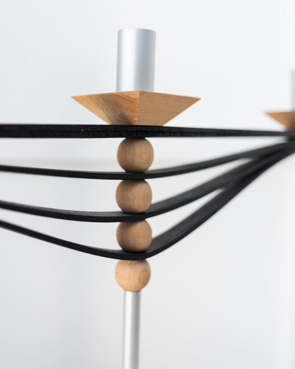 Set of 2 candle holders made of wood and aluminum - Prototypes - Made in Italy - 1970s - Bottega Jacobs